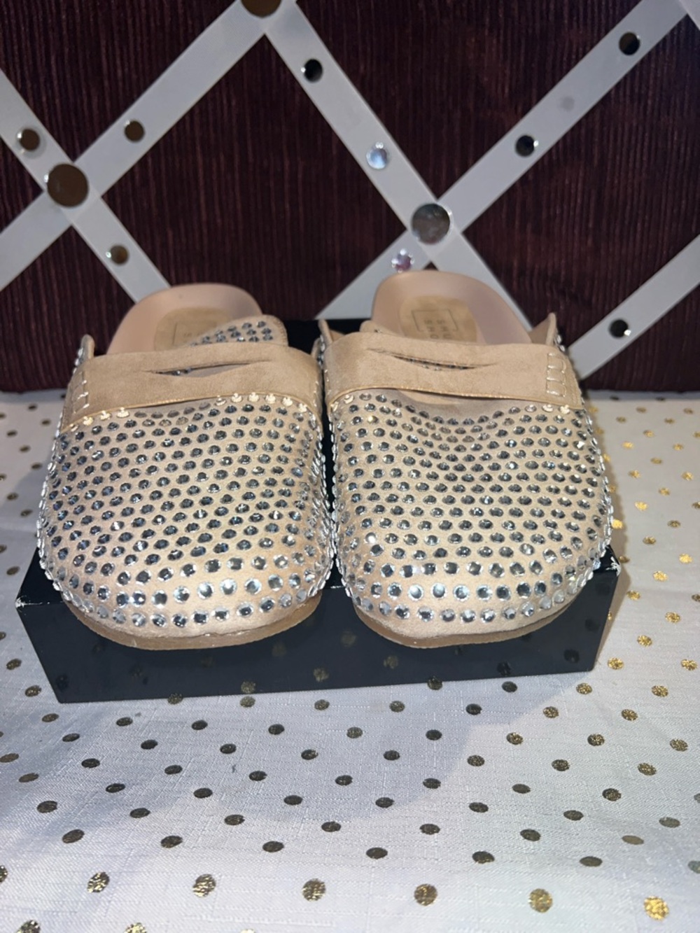 Sou shopSparkle Tan Girls' Slip-On Loafers
